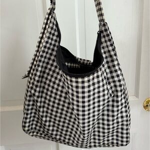 Baggu White and Black Gingham shoulder bag